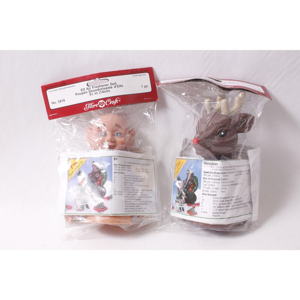 Doll Making Fibre Craft Elf and Reindeer Air Freshener Doll Lot with Crochet